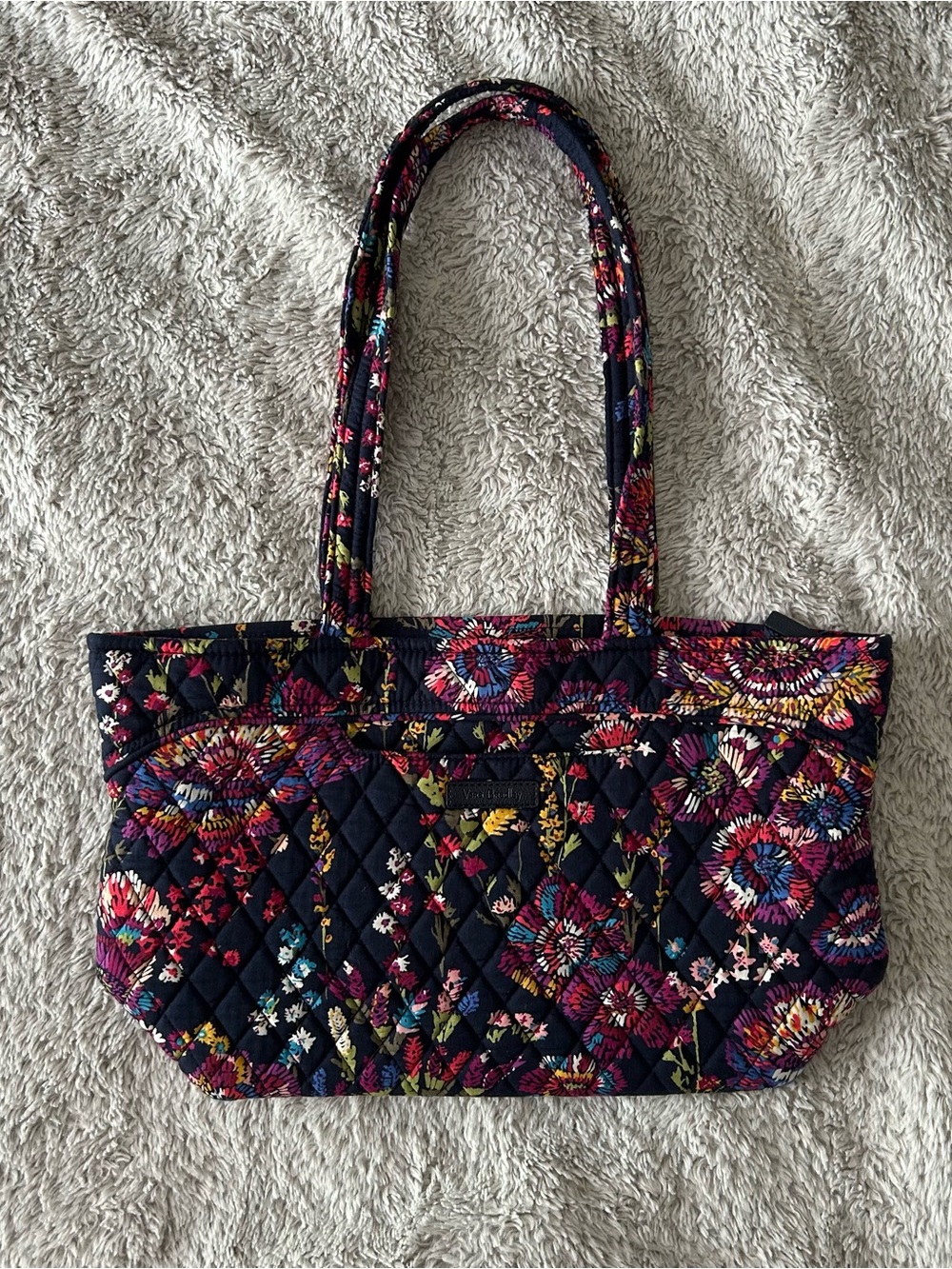Vera Bradley Navy Quilted Floral Shoulder Tote